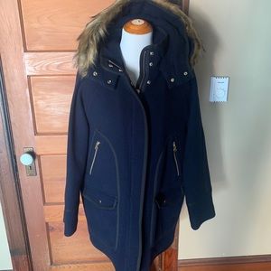 J.Crew $398 Summit Parka Italian Stadium Cloth Wool Navy Size 8 BA541